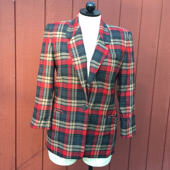 Talbots 12 Wool Plaid button front Lined Blazer - Picture 2 of 7